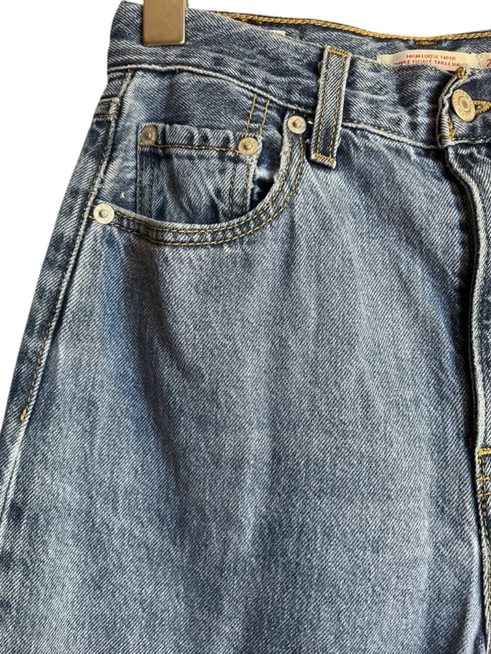 Levi’s High Loose Taper Jeans High Rise Relaxed W25 Premium Blue Denim - Picture 5 of 16